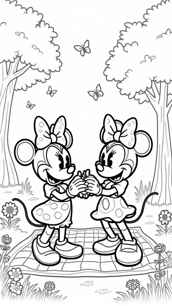 coloriage de Minnie et Mickey Mouse